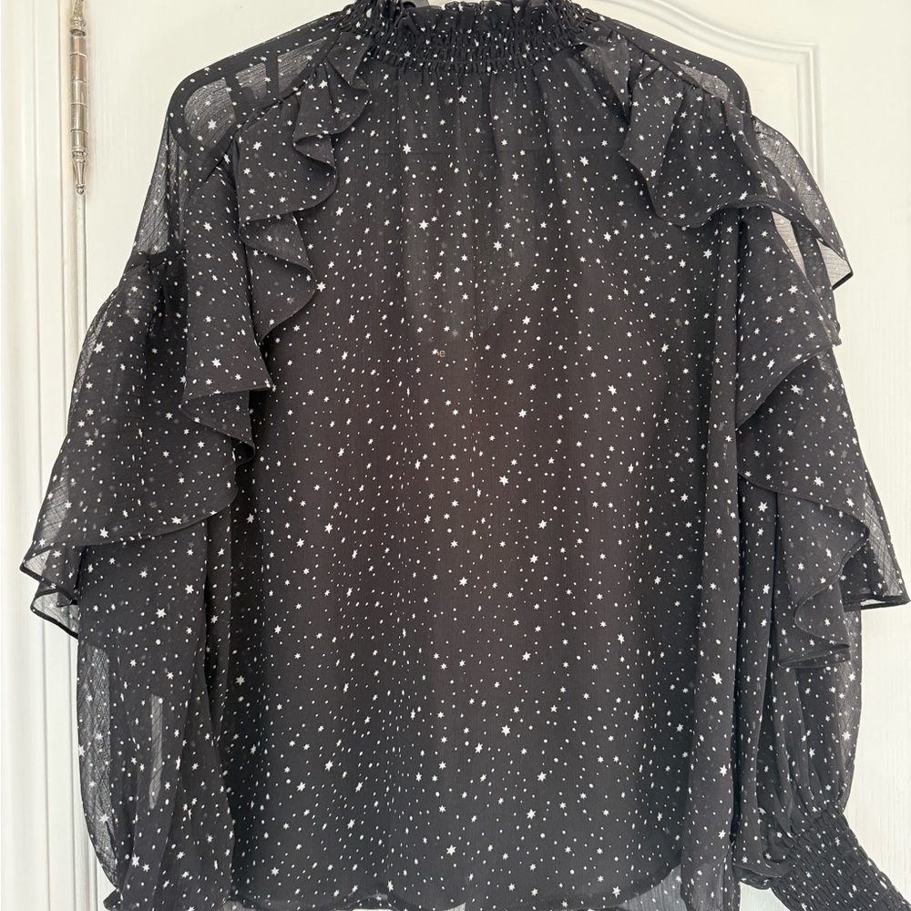 Maje Black Ruffled Relaxed Blouse